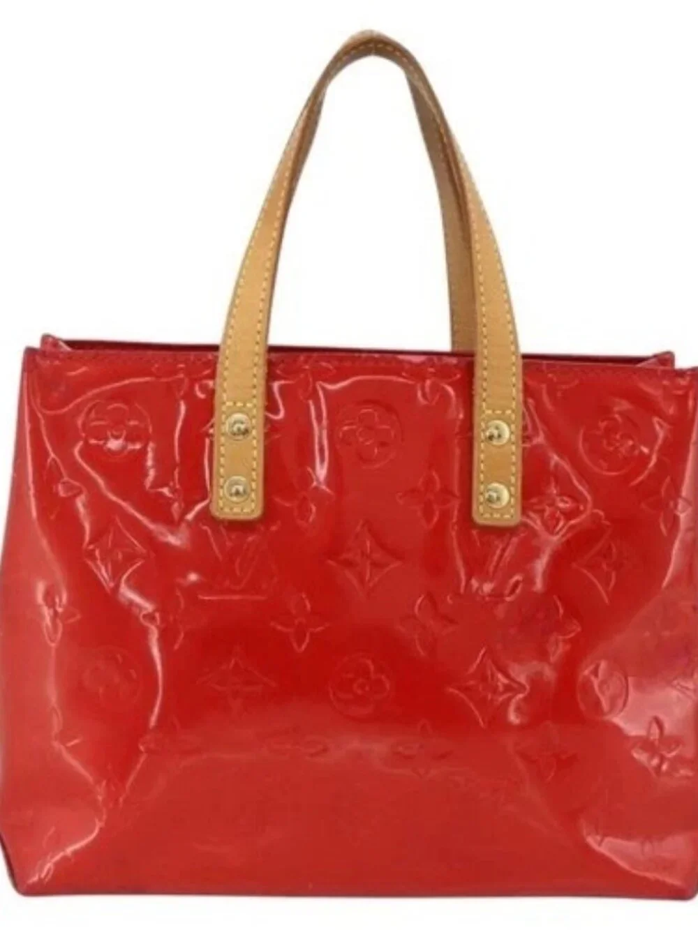 LOUIS VUITTON Monogram Vernis Reade PM Hand Bag Red Rouge M91088 LV Auth BA11260